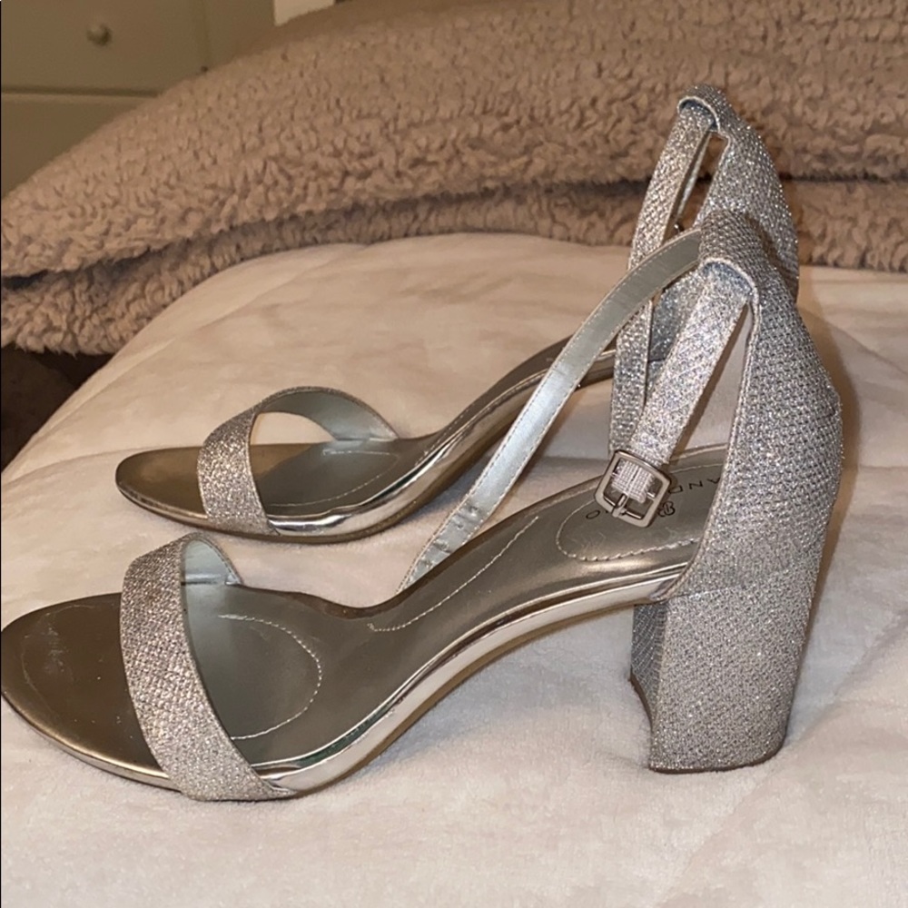 Silver chunky heels